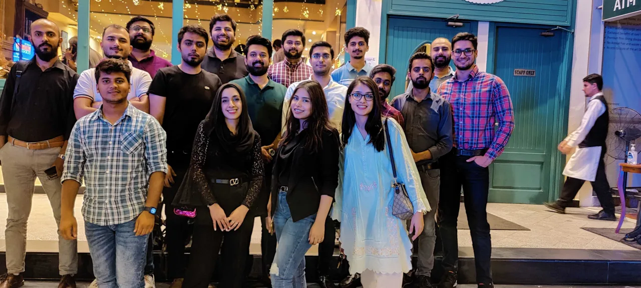 Taimour Tariq with his Foodpanda team at his farewell dinner before moving to Abu Dhabi